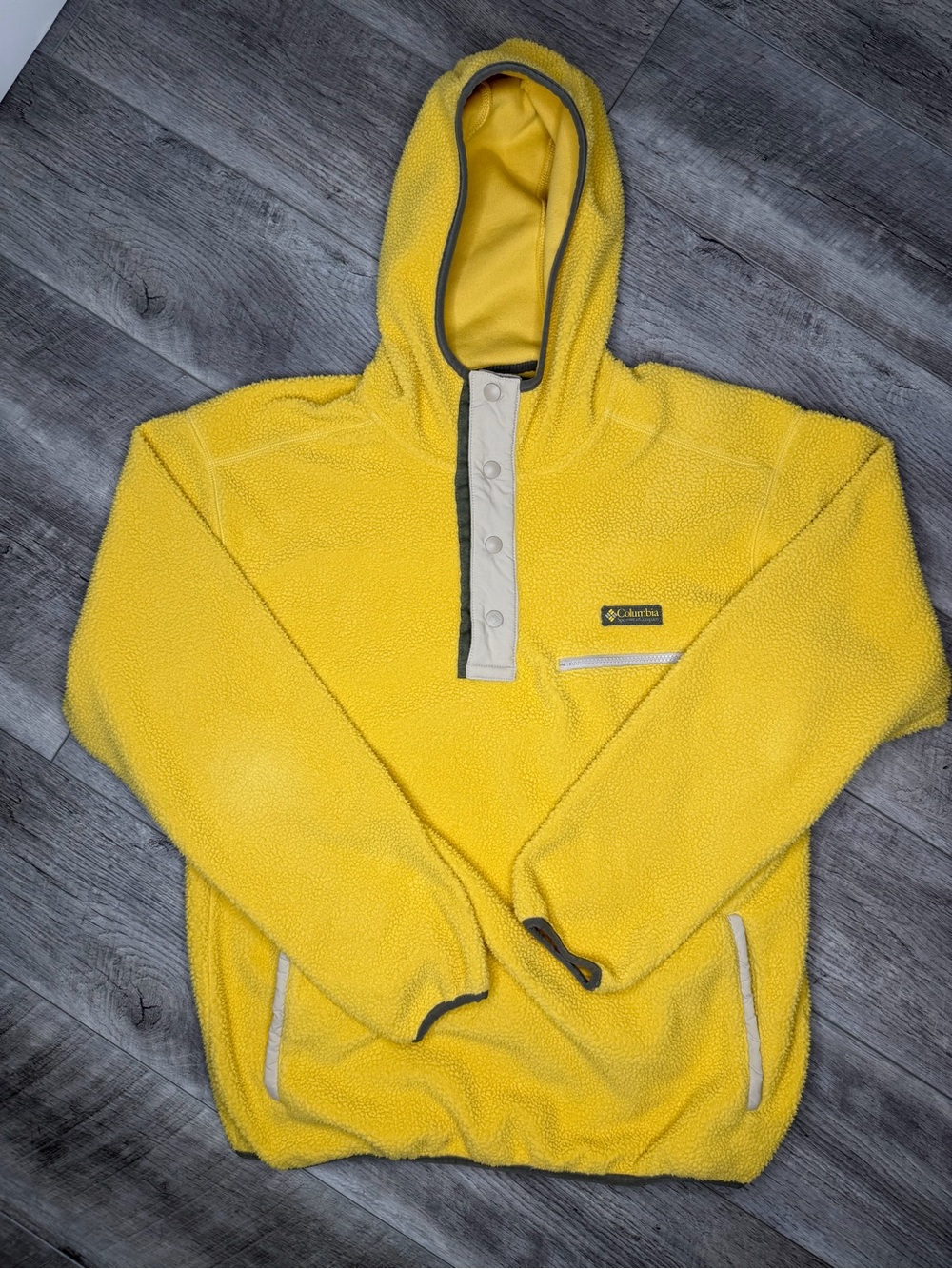 Columbia Men’s Yellow Hooded Sherpa Zip Pullover